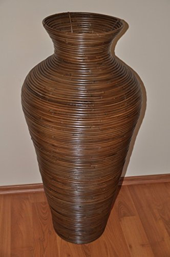 Rattanvase, Rattan Bodenvase, Rattan Dekovase, Fb. Darkbrown, Gr. D 40 cm H 103 cm