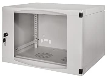LogiLink Professional 19 Zoll Wandgehäuse mit 6 HE (Höheneinheit), Glastür mit Zylinderschloss, Flatpack, Farbe: Grau