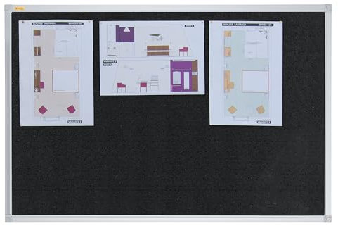 FRANKEN Filztafel X-tra!Line, 90 x 60 cm, pinnbar, mit Aluminiumrahmen, Notiztafel zur Wandbefestigung, schwarz, PT330210