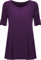 WearAll Womens Plus Size Scoop Neck Short Sleeve Flared Ladies Long Plain Top - Purple - 26/28