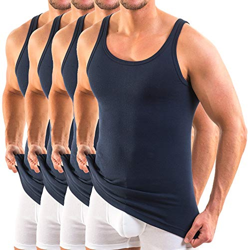 HERMKO 3000 4er Pack Herren Tank Top - 100% Bio-Baumwolle, Unterhemd in Feinripp - Strapazierfähig & Hautfreundlich, Größe:D 8 = EU XXL, Farbe:Marine