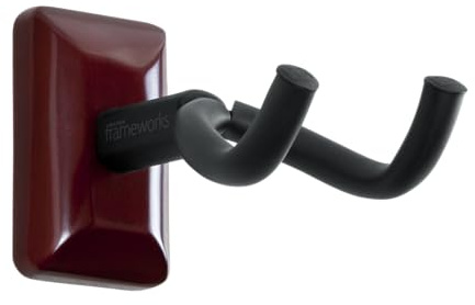 Gator Frameworks Guitar Wall Mount Hanger Fits Most Guitars, Acoustic, Electric, or Bass, with Cherry Mounting Plate (GFW-GTR-HNGRCHR)