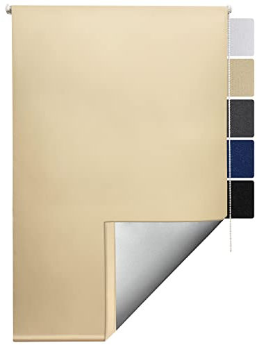 Sol Royal Thermorollo SolReflect T42 Verdunkelungsrollo 90x160 cm Rollo Creme - Rollos für Fenster ohne Bohren mit Thermobeschichtung - Wärmeschutzrollo Thermo Rollo zum Klemmen, Klemmfix Rollo