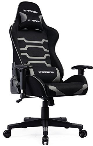 GTFORCE EVO CT RECLINING SPORTS RACING GAMING OFFICE DESK PC CAR FABRIC CHAIR (Grey)