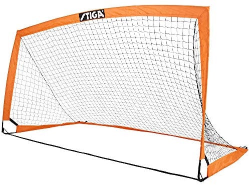 STIGA Match Mobiles Leicht Aufzubauendes Fußballtor mit Tragetasche Orange/Schwarz - 270 x 150 x 150 cm