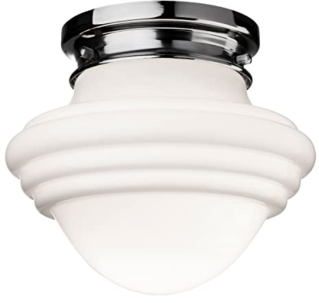 Firstlight Art Deco Flush Fitting, Chrome with Opal White Glass
