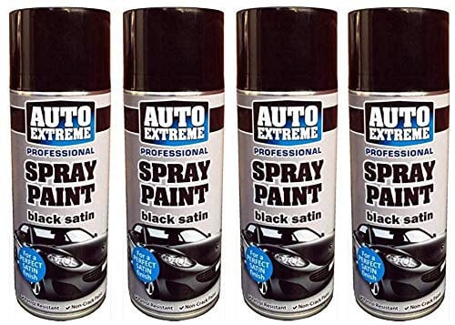 400ml Auto Extreme Professional Quality Perfect Finish Black Satin Aerosol Spray Paint Cans For Cans Bikes Vans & Other surfaces (4)