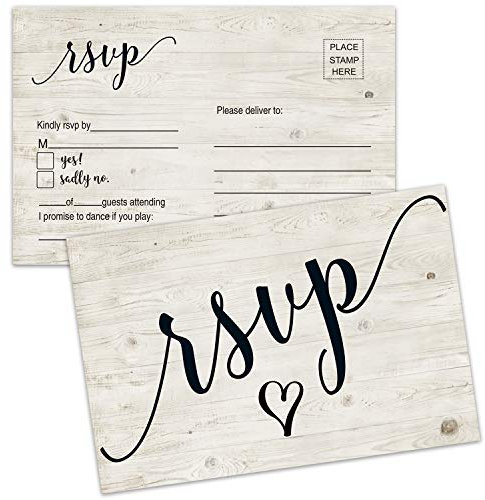 Antgiftshop 50 RSVP-Postkarten, RSVP-Karten, rustikale Blanko-Antwortkarten für Hochzeit, Geburtstag, Brautparty, Babyparty, Party, 10,2 x 15,2 cm