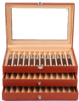 Maestrorelojero - Vetrinetta collezionismo per 36 penne stilografiche, poliuretano Orange (arancione)