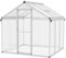 Outsunny 6 x 6ft Polycarbonate Greenhouse with Rain Gutters, Large Walk-In Green House with Door and Window, Garden Plants Grow House with Aluminium Frame and Foundation
