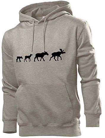 Generisch Elch Familie Männer Hoodie Sweatshirt Grau L
