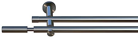 tilldekor Gardinenstange Inka 2, Edelstahl-Optik, 16 mm Durchmesser, auf Maß 230 cm inkl. Trägern und Endstücken