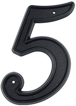HASWARE Numero civico da 5,5 pollici (139mm) Numeri di porta moderni Numeri di indirizzi di casa, plastica ABS nera (5)
