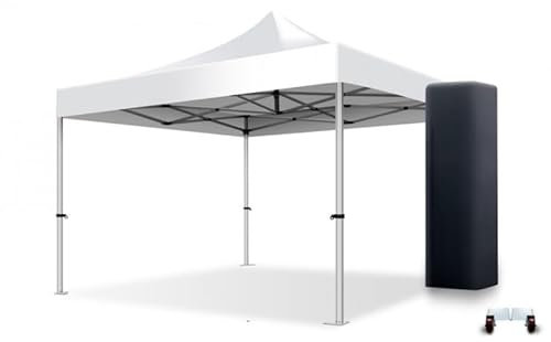 ACTIEXPRESS Barnum, Tonnelle Professionnelle 3X3 3X4,5 4X4 3X6 Structure en Alu 45mm Toit 450g/m² Anti-feu qualité Pro+ + Sac de Transport (Blanc, 4X4)
