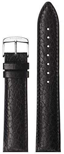 Stailer Uhrenarmband mit Edelstahl-Metallschließe - Aus echtem, hochwertigem Leder mit Alligatorprägung - 22mm - Ersatzarmband für Uhren - Für Damen und Herren - Schwarz mit Büffelprägung