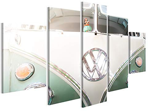 Bild auf Leinwand Frontansicht Bus Mint Weiß T1 Wandbild Poster Kunstdruck Bilder