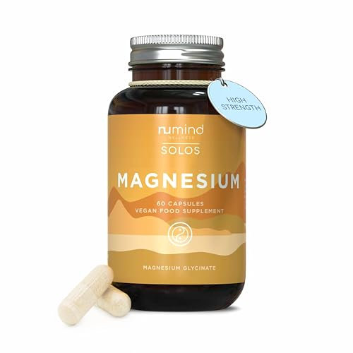 Nu Mind Natural Super Strength Magnesium Glycinate 1250mg - 250mg Pure Elemental Magnesium Supplement | Vegan Tablets | Bioavailability | 60 Capsules