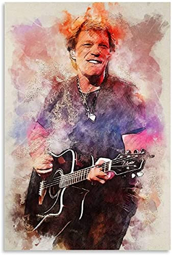 GPEIHANG GemäLde Auf Leinwand Jon Bon Jovi Celebrity Poster Sänger für Familiendekoration Wandkunst Malerei Poster Druckt Bilder 23.6x35.4(60x90cm) Kein Rahmen