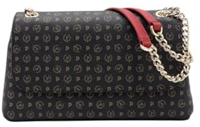Pollini Schultertasche für Damen Marke, Modell Heritage TE8474PP0EQ11, aus Kunstleder., Schwarz Lack, Einheitsgröße