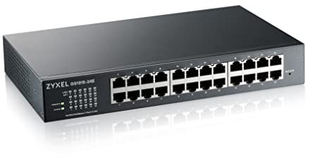 Zyxel 24-Port GbE Smart Hybrid Mode Switch | Standalone or Nebula Cloud | Rackmount | Fanless [GS1915-24E]