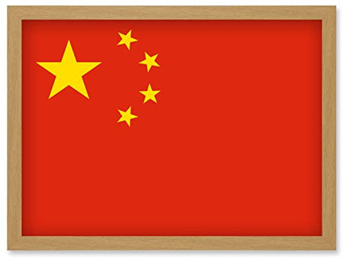 Artery8 China National Flag Patriotic Vexillology World Flags Country Region Poster Artwork Framed Wall Art Print A4