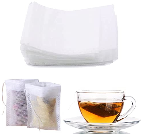 400 Stück Teebeutel für Losen Tee Teefilterbeutel mit Kordelzug Einweg Teabag Gewürzsäckchen zum Kochen Gewürzbeutel für Tee Obsttee Teeblumen Gewürz Kräuterpulver 5 x 7cm
