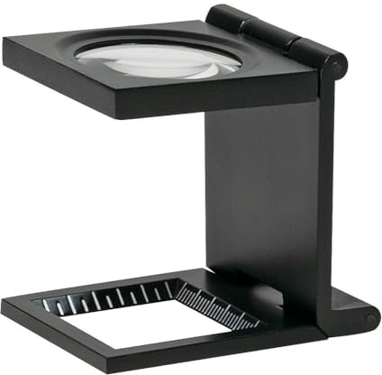 Fadenzähler schwarz mit Skala, aus Metall, Vergrößerung 8x