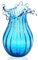 Jarrón de burbujas de vidrio soplado de 8.3 pulgadas, colección de florero de arte moderno para decoración del hogar, sala de estar, oficina, centro de mesa, mesa y boda, azul