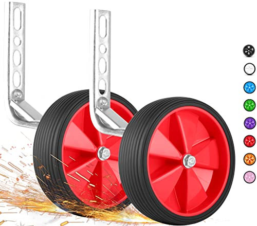 PROMETHEUS BICYCLES Stützräder Kinderfahrrad | Stützrad Kinderfahrrad | Fahrrad Stützräder 12 Zoll 14 Zoll 16 Zoll 18 Zoll für Kinder universal - stabile Stahlkonstruktion mit Gummi-Reifen (Rot)