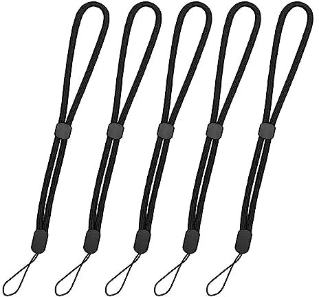 GORILLAPLANET 6 x Adjustable Hand Wrist Straps compatible with Phone, Camera, GoPro, PSP, Flashlight, Keychains (Black)