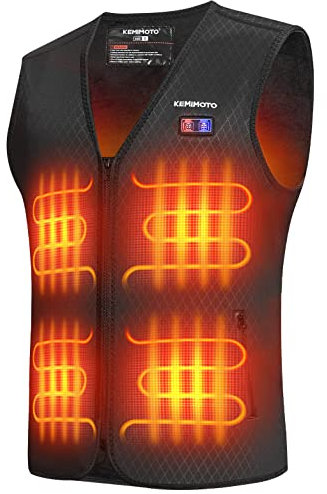 KEMIMOTO Gilet Chauffant Homme Femmes, Veste Chauffante avec 8 Zones de Chauffage et 3 Niveaux de Température Réglable pour le Travail en Plein Air en Hiver, Ski, Chasse Motos
