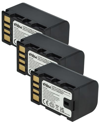 vhbw 3X Batería reemplaza JVC BN-VF808, BN-VF808U, BN-VF815 para cámara de vídeo (1400 mAh, 7,2 V, Li-Ion) con Chip