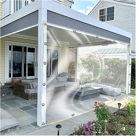 WZYJLyds Claro Lona Alquitranada Exterior Cortina con Ojales, Pérgola Panel Lateral Impermeable para Jardín, Mirador