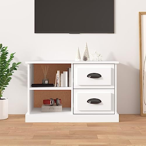 FIRBNUS TV-Schrank Weiß 73x35,5x47,5 cm Sideboard Industrial Lowboard Holz Möbel Cabinet Unterschrank Kommode Holzwerkstoff