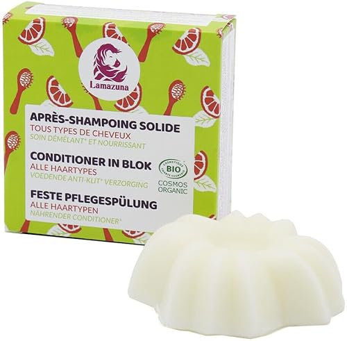 Lamazuna Organic | Feste Pflegespülung | Für alle Haartypen | Conditioner | Ohne Palmöl und Ätherische Öle | 74 ml (1 x 74 ml)