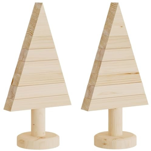 vidaXL Árboles de Navidad de Madera 2 uds Madera Maciza Pino 30 cm