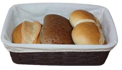 TAMLED Brötchenkorb rechteckig mit waschbarem Stoffeinsatz 25,8 x 18 x 7,5 cm Kunststoff Brot Obst Accessoires Süssigkeiten Chips (6274012)