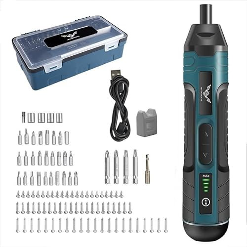 JENABOM Elektrischer Akkuschrauber Gerade Klein 3.6V Schraubendreher Akku Schrauber Wiederaufladbar 5N.m Max Einstellbares Drehmoment für den industriellen Gebrauch (105 IN 1)