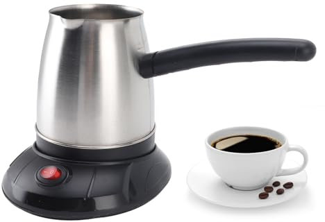 Cafetera Turca Eléctrica de 500 Ml, Hervidores Eléctricos, Calentador de Agua, Mango Largo Extraíble, Hervidor de café de Acero Inoxidable para té, Leche, Enchufe de la UE 220V