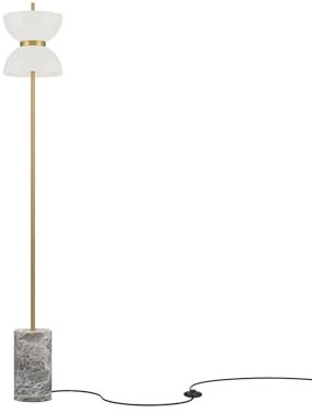 MAYTONI DECORATIVE LIGHTING Lampadaire LED Kyoto Doré et gris Verre Métal Marbre Naturel 1300 LM 3000K Pour Salon, Cuisine, Chambre, Salle à manger, Bureau