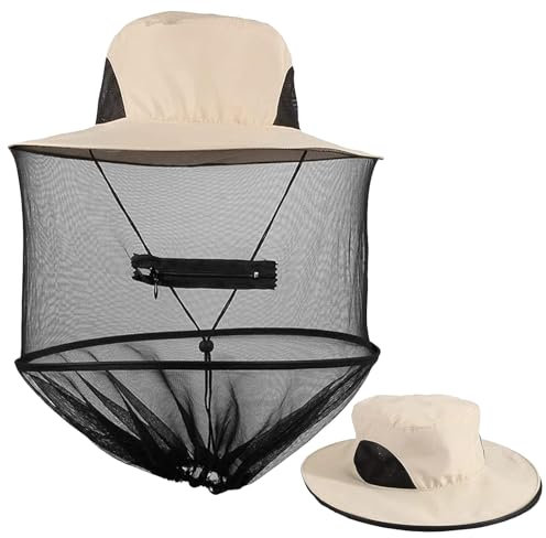 Chapeau moustiquaire avec Filet Amovible pour la Protection du Visage et du Cou - Chapeau de pêche Anti-Moustique pour la randonnée en Plein air, Le Camping et Le Jardinage