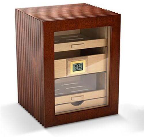 Zigarren-Humidor/Zigarrenkiste mit digitalem Hygrometer, Luftbefeuchter, 4-lagige Schublade aus Zedernholz, Humidor für 55 Zigarren,L