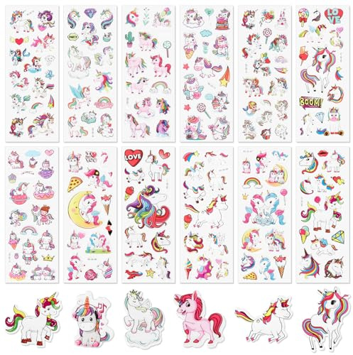 Unicorn Stickers- Unicorn Stickers for Kids Children, Anime 3D Puffy Rainbow Stickers for Girls, Cartoon Waterproof Stickers for Party Bags Fillers Rewarding Laptop Skateboard Scrapbooking Wall Bottle