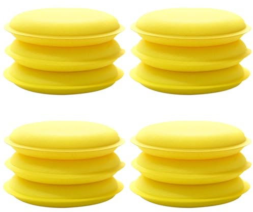 12 Stück 10 cm Auto Wachsschwamm Runder Applikator Einfache Reinigung Leder Polierpad Schaumstoff Mikrofaser Universell Waschbar