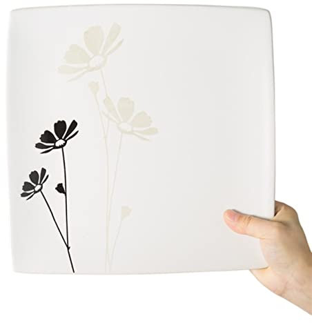 HJUGHPN Piatti Dipinti a mano Piccola Margherita Piatto da Cena in Ceramica Piatto Quadrato Bianco e Nero Piatto Quadrato Famiglia Esagon