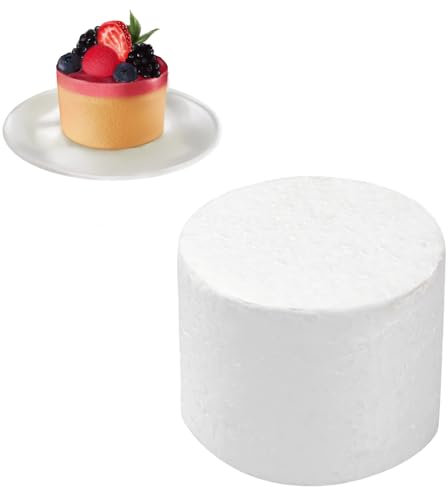Gâteau Factice Rond en Mousse, Modèle de Faux Gâteau en Mousse, Gâteau Factice, Gâteau en Polystyrène Diamètre 10/15cm Haut 7cm Gâteaux en Polystyrène pour Présentation de Gâteau Artisanat (4 pouces)