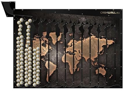 Cashwall - Wandspardose für ganze Jahr - 730 € Spare - 2 Euro - Geld Sparen Challenge | Spardose Nicht zum öffnen - Auszahlung bei vollständiger Füllung | Zum Aufhängen - Für Erwachsene und Kinder