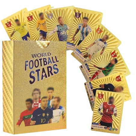 55 Pieces Football Star Cards, Gold Foil Champions Premier League Collectible Football Cards Football Collectible Cards Soccer Star Cards World Cup Football Star Cards for Children's Birthday