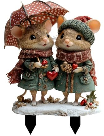 FewNvWa Maus Paar Dekoration, Gartenfigur, Wetterfeste Statue für Den Außenbereich