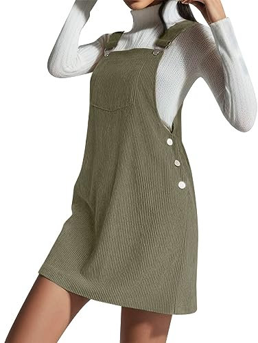 Vhersily 2025 Salopette a Trapezio in Velluto a Coste da Donna Abito in Jeans da Donna Estivo Abito Scamiciato in Velluto a Coste Salopette con Salopette Abito da Donna in Jeans